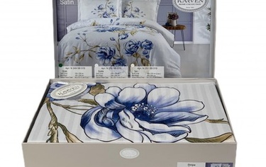 Постельное белье Карвен STRIPE SATIN с цветным принтом 1,5 спальное N249 -SB019