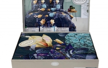 Постельное белье Карвен Stripe Satin с цветным принтом семейное N251-SB017