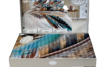 Постельное белье Карвен STRIPE SATIN с цветным принтом 1,5 спальное N249 -SB018