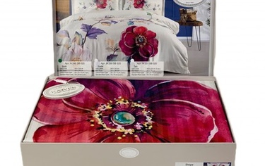 Постельное белье Карвен STRIPE SATIN с цветным принтом 1,5 спальное N249 -SB020